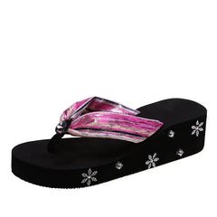 Rhinestone Thong Sandals for Women - Boho Beach Style