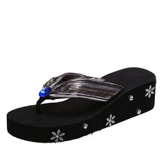 Rhinestone Thong Sandals for Women - Boho Beach Style