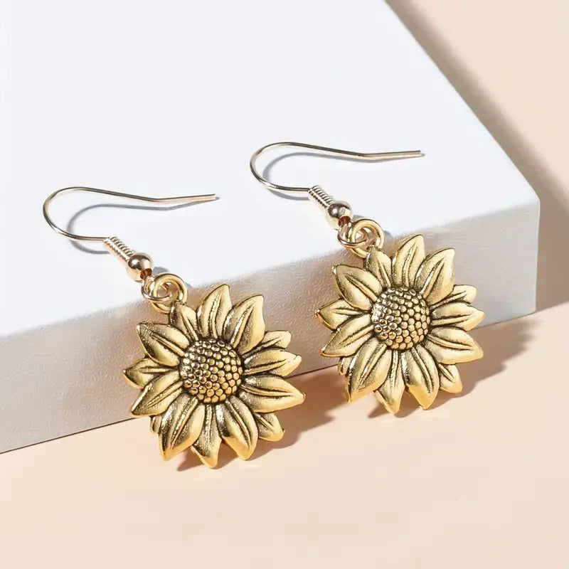Trendy Sunflower Drop Earrings for Women - Elegant Style
